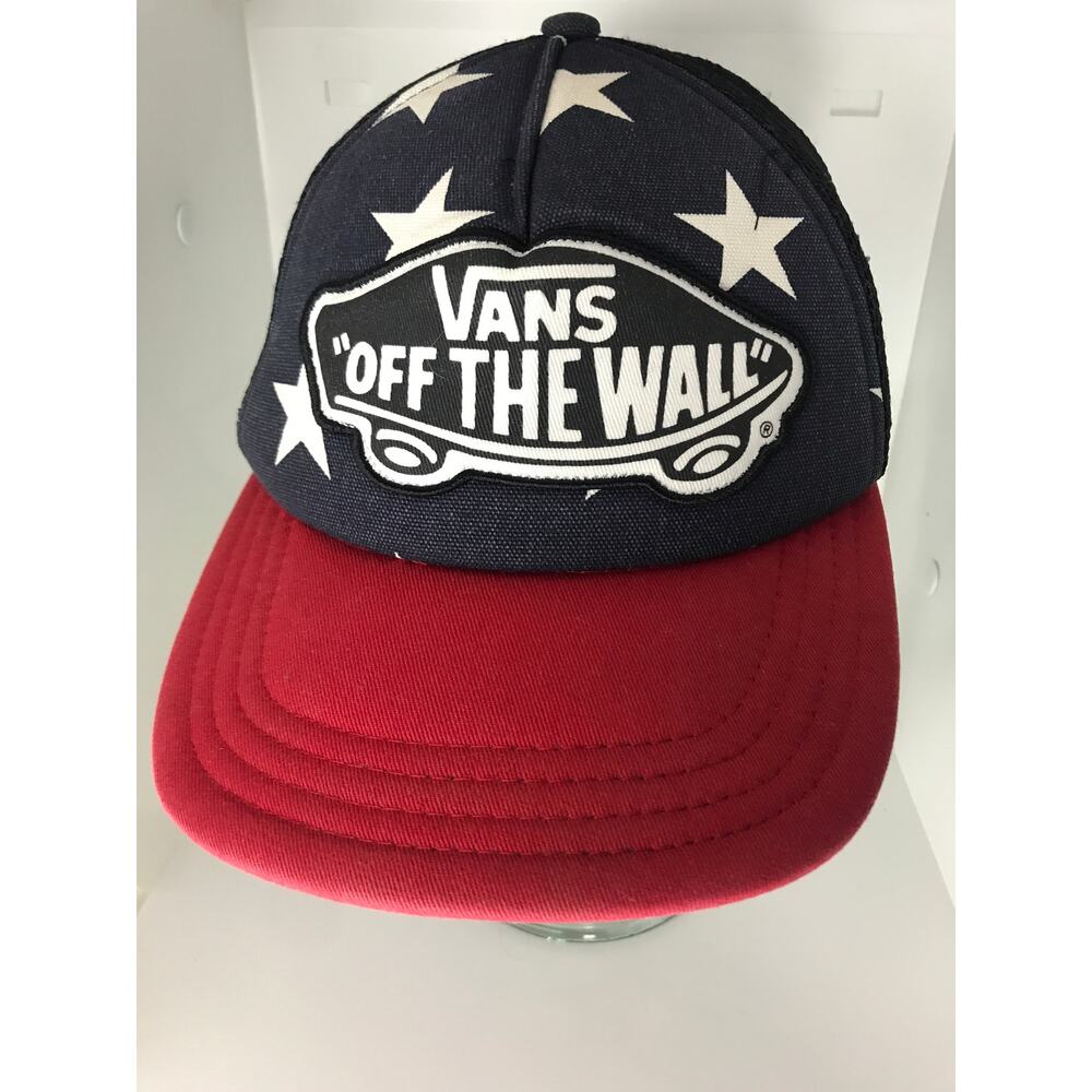 VANS Off the Wall Stars Trucker Hat Red White Blue Snapback